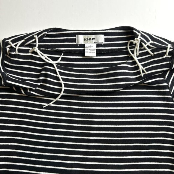 KIKIT Maurice Sasson  Women's Black and White Striped Large Top - Picture 3 of 7